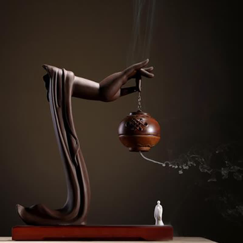 Tibetan Lotus Ceramic Incense Burner for Meditation and Rituals