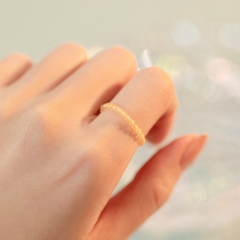 Bague Prospérité en Citrine Naturelle – Plaqué Or 14 Carats – Anneau Lumineux Unisexe