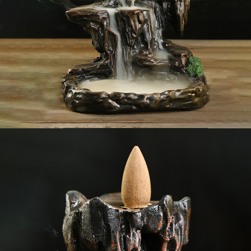 Brûleur d’Encens Cascade en Résine – Effet Fumée à Reflux