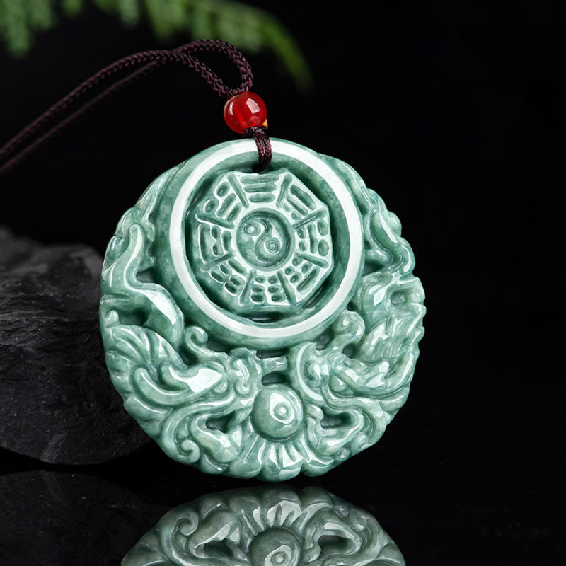 Collier Dragon Yin Yang en Jade Naturel