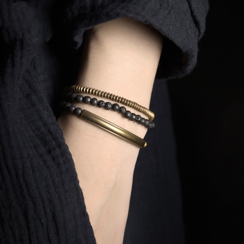 Bracelet en cuivre et Pierres de Lave
