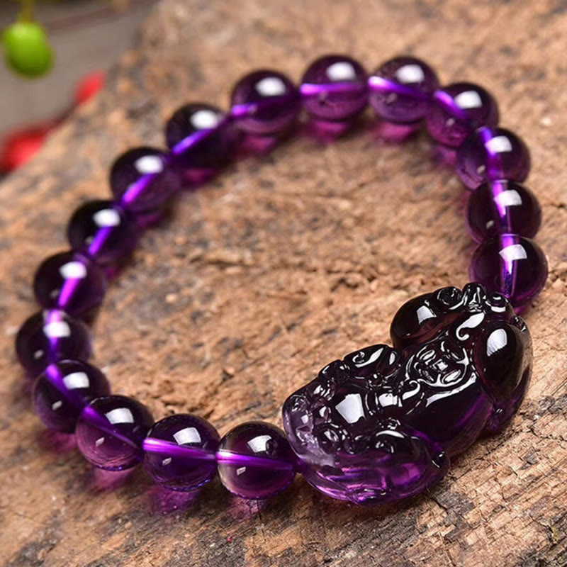 Bracelet Améthyste & Pi Xiu – Perles 10 / 12 / 14 mm