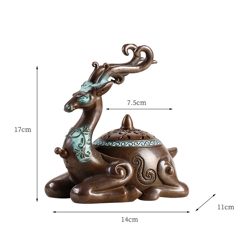 Brûleur d’Encens Cerf Oriental – Céramique Sculptée Bicolore