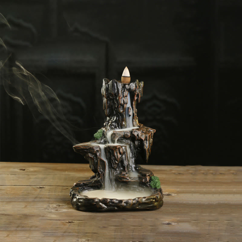 Brûleur d’Encens Cascade en Résine – Effet Fumée à Reflux