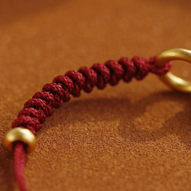 Bracelet Fil Rouge Ajustable avec Boucle de Paix, Protection & Chance