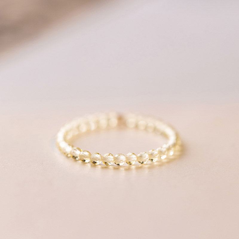 Bague Prospérité en Citrine Naturelle – Plaqué Or 14 Carats – Anneau Lumineux Unisexe