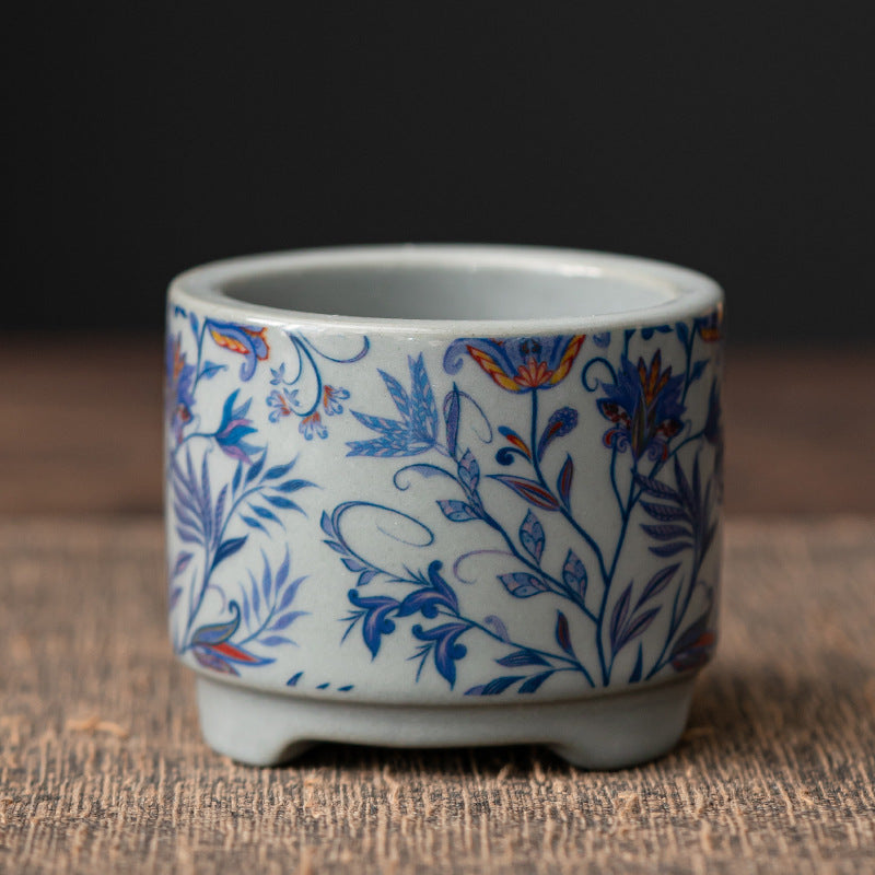Porte-Encens Zen en Céramique – Série Bateau Lotus & Pêcheur (6 cm)