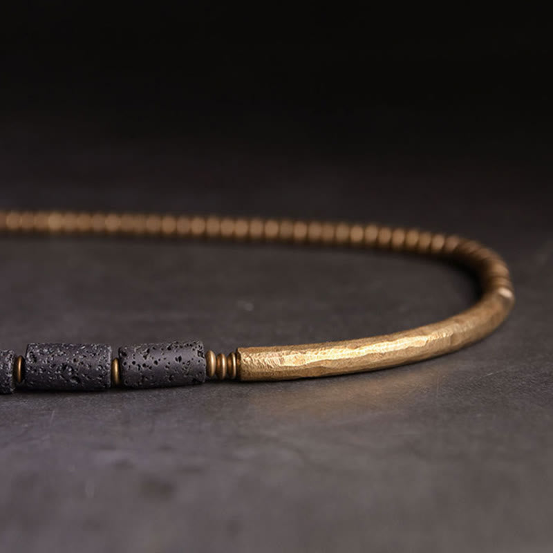 Bracelet Spirituel Multi-Tours en Pierre de Lave 6 mm & Cuivre
