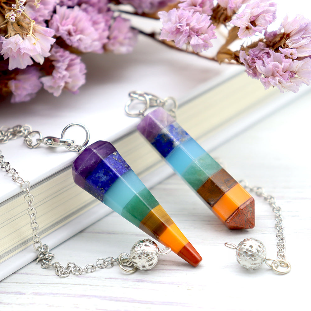 Pendule Spirituel 7 Chakras en Pierres Naturelles (46 mm)