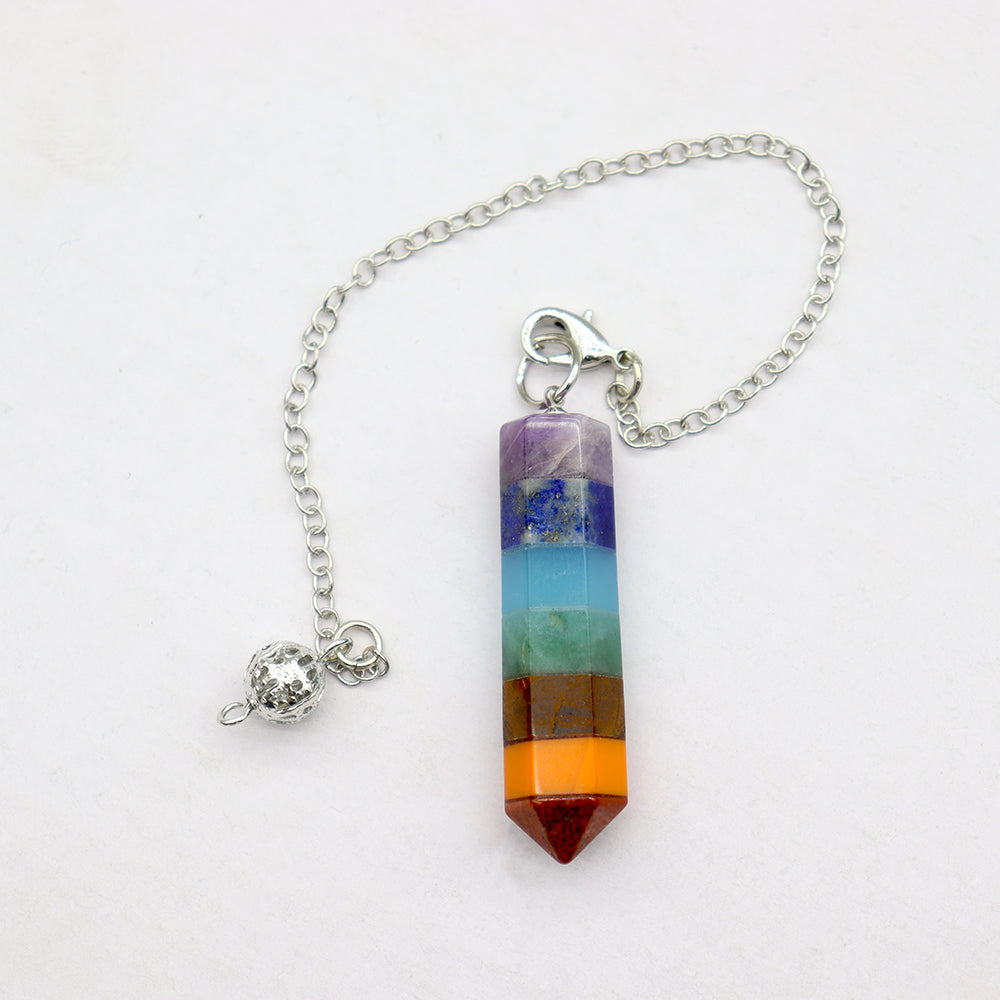 Pendule Spirituel 7 Chakras en Pierres Naturelles (46 mm)