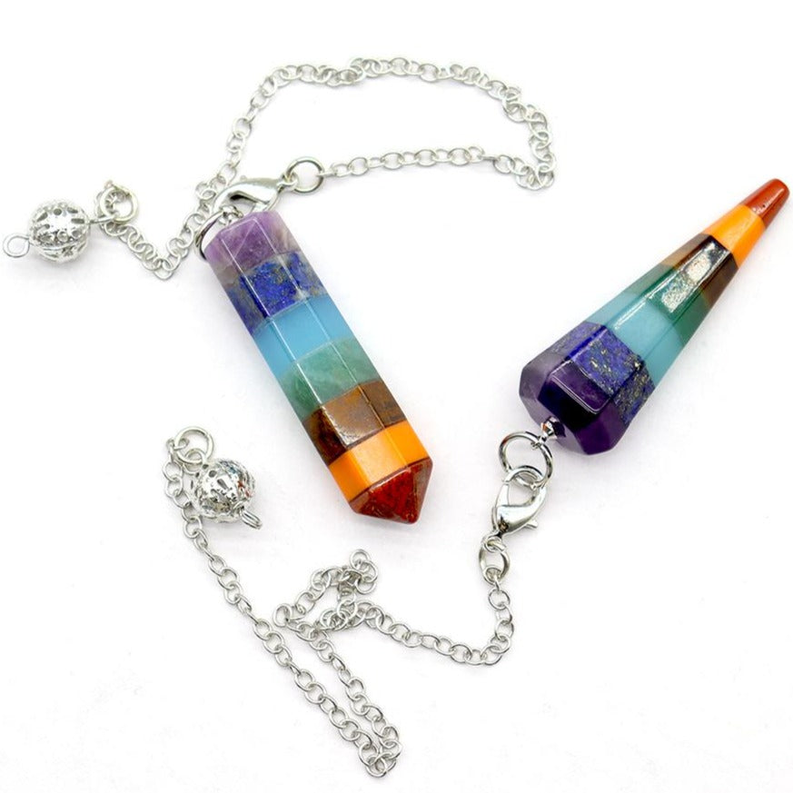 Pendule Spirituel 7 Chakras en Pierres Naturelles (46 mm)