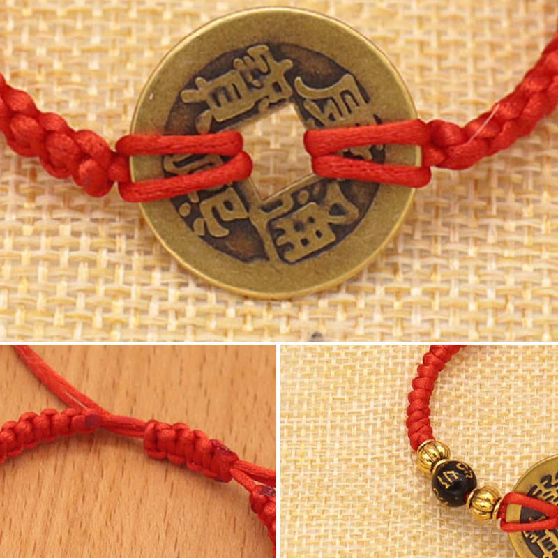 Bracelet Fil Rouge avec Pièce de Cuivre – Protection & Prospérité