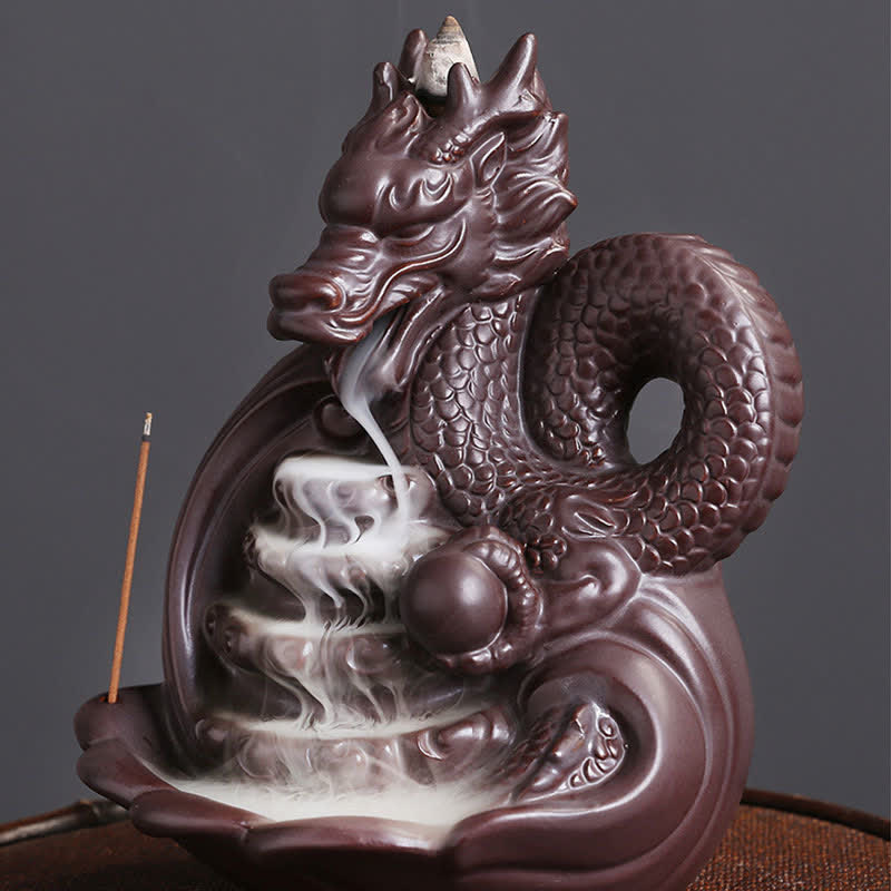 Brûleur d'encens en céramique à motif de dragon