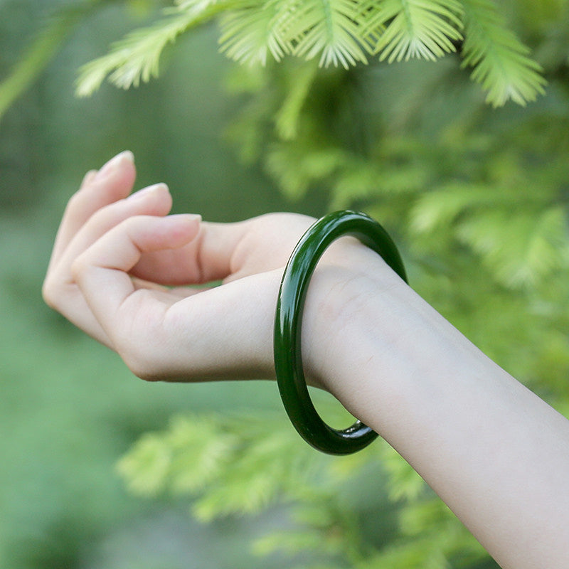 Bracelet Jonc Longevity en Jade Cyan Naturel | Harmonie & Longévité Symbolique