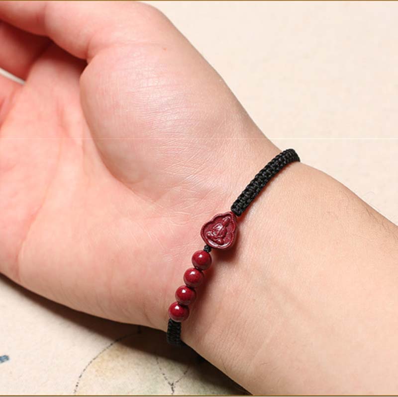 Bracelet Cinabre & Bouddha Rieur – Ajustable 14–20 cm