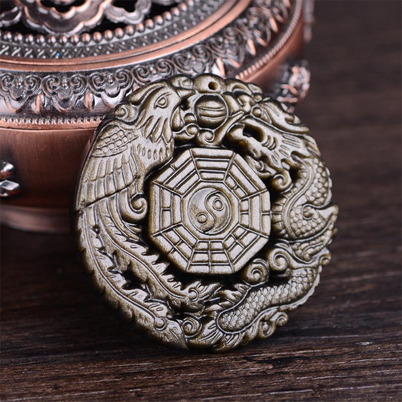 Collier Yin Yang en Obsidienne Dorée Naturelle