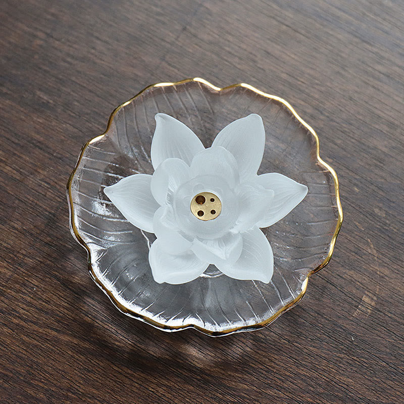 Porte-Encens Lotus Blanc en Cristal Liuli – Méditation & Sérénité
