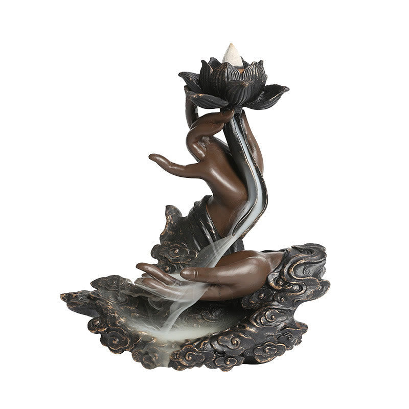 Brûleur d’Encens Lotus & Bouddha en Résine – Backflow & Décoration Zen