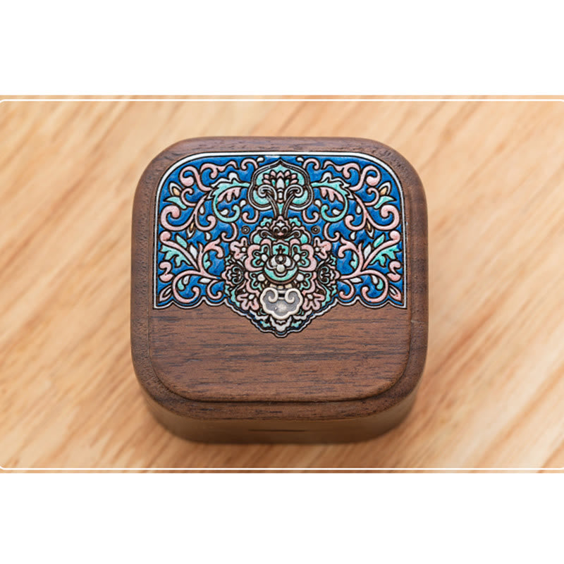 Boîte de rangement de bijoux en bois de noyer noir fait à la main rétro, boîte-cadeau en bois de feuille