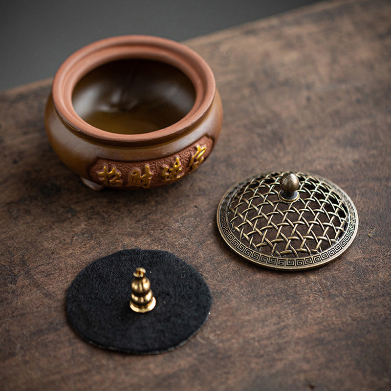 Brûleur d’Encens en Céramique Traditionnelle Chinoise – Motifs Classiques