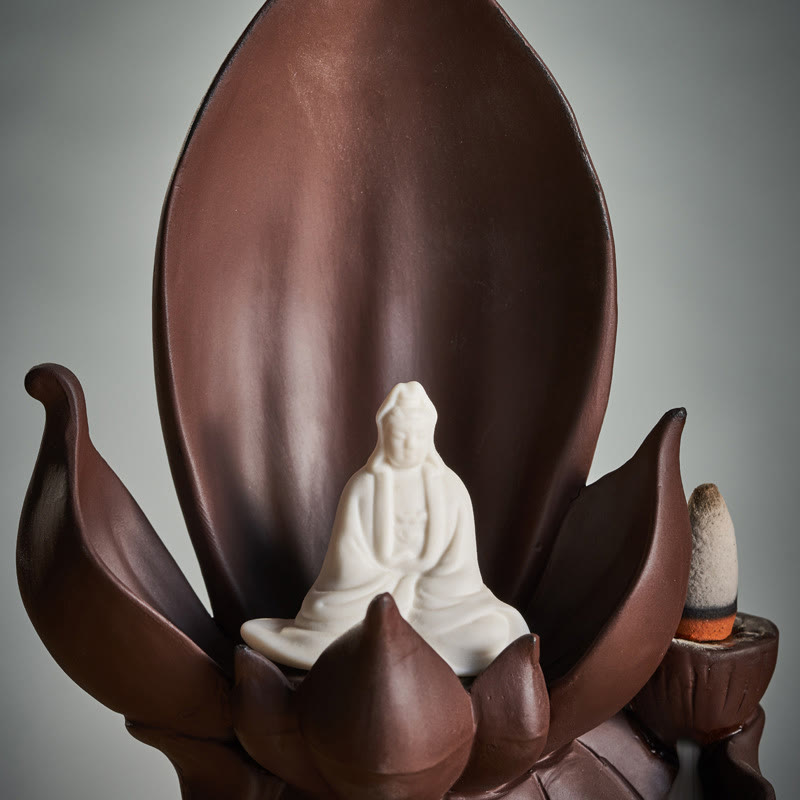 Brûleur d’Encens Bouddha Lotus en Argile Violet – Porte-Encens Zen & Méditation