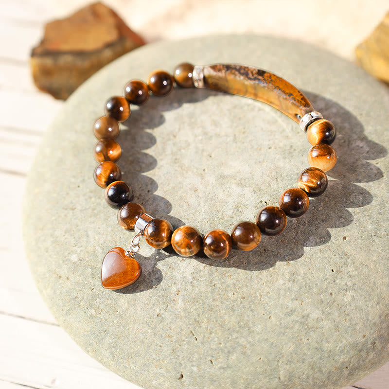 Bracelet en Améthyste Naturelle Forme Cœur 8 mm, Perles Artisanales