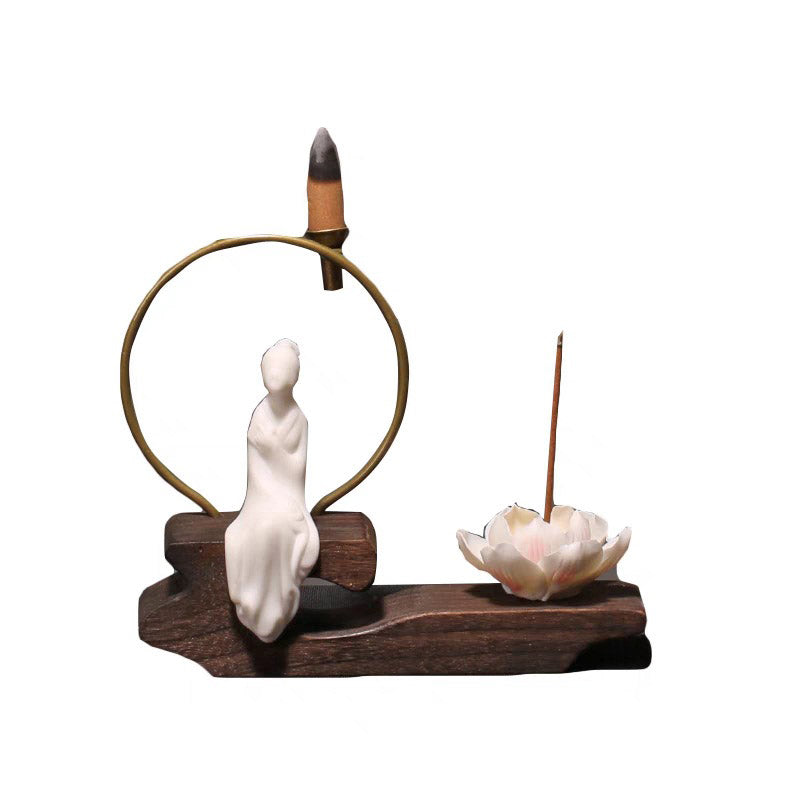 Brûleur d’Encens de Méditation en Céramique Lotus à Reflux