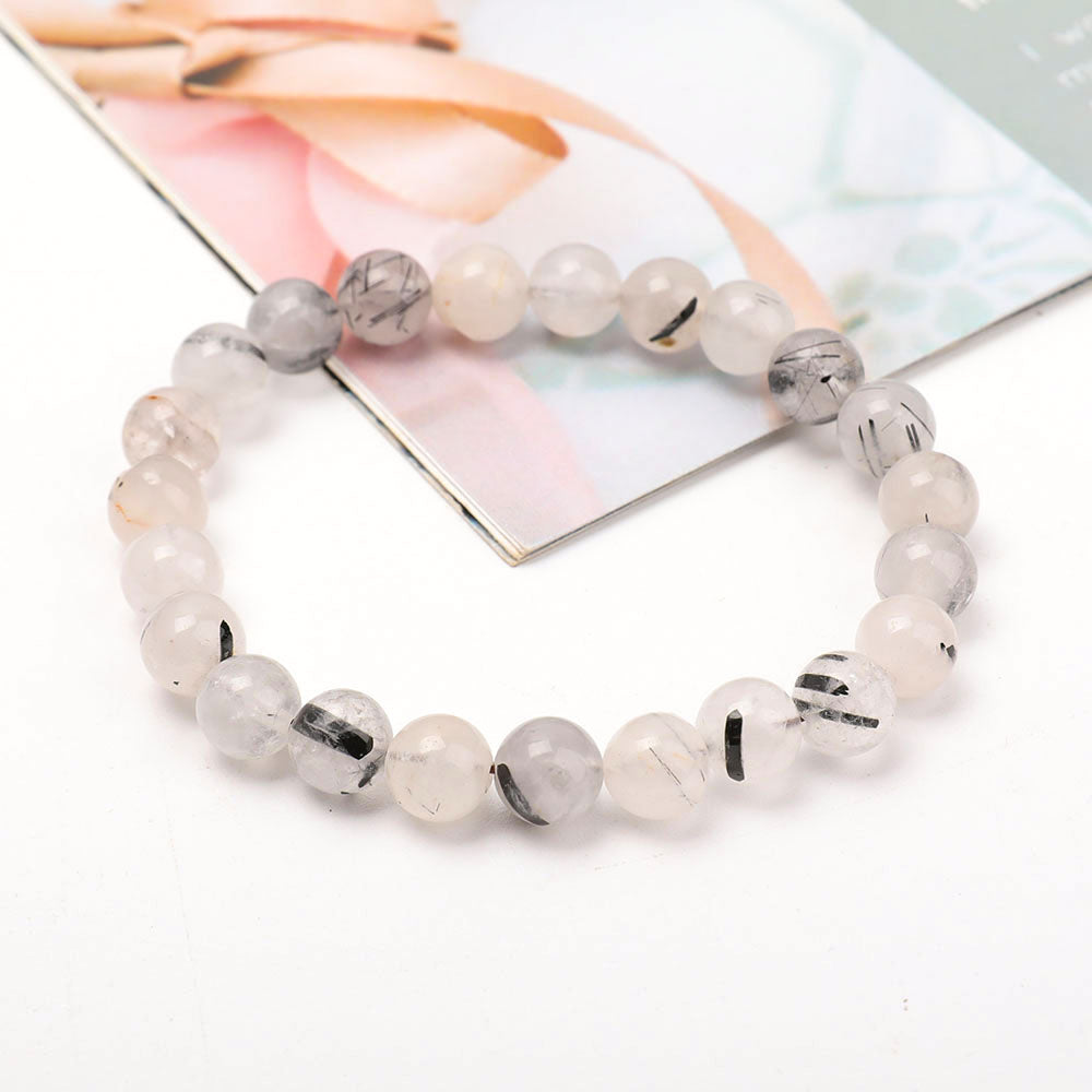 Bracelet en Tourmaline Noire Naturelle – Ancrage & Protection Symbolique – Perles 8 mm