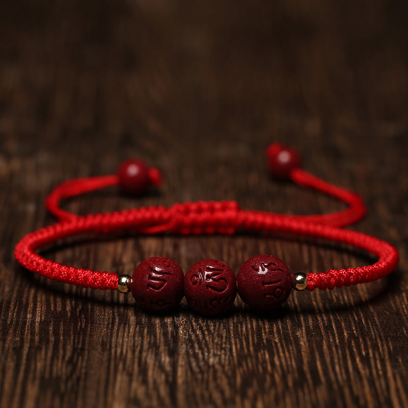 Bracelet Cinabre 8mm Om Mani Padme Hum – Concentration & Énergie