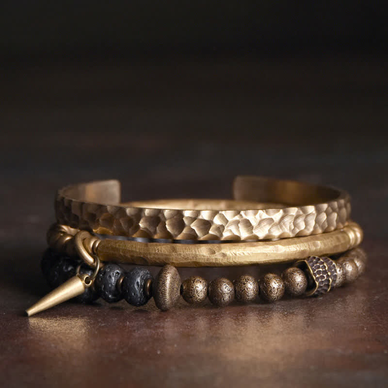 Bracelet Spirituel Équilibre en Pierre de Lave 8 mm & Cuivre