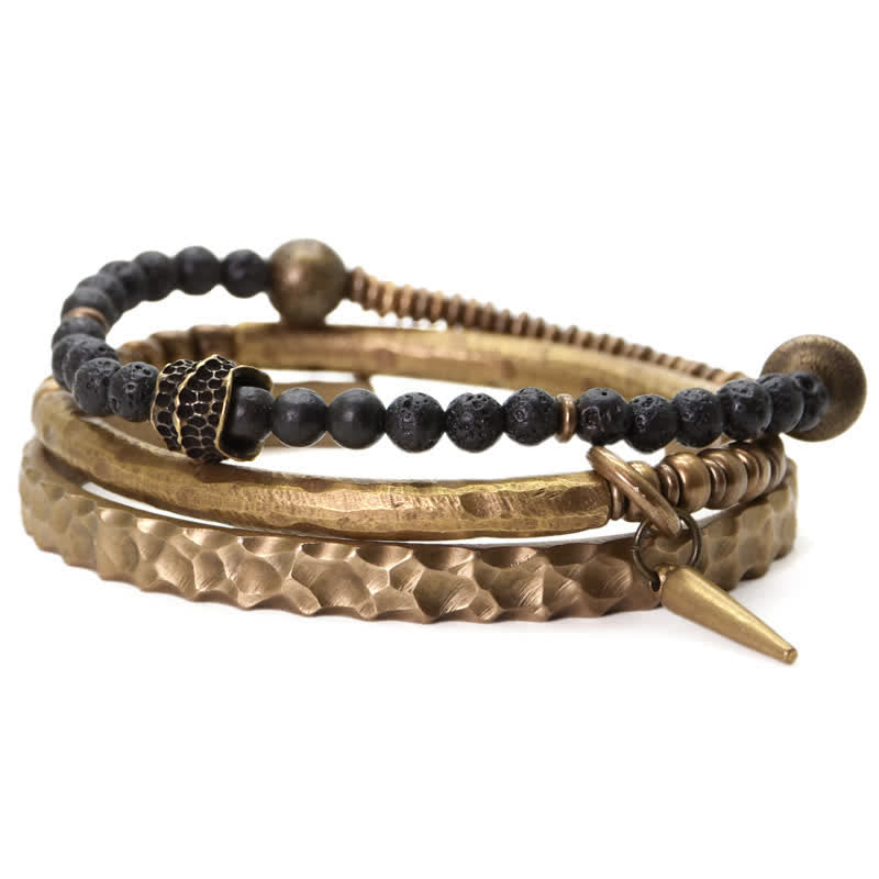 Bracelet Spirituel Équilibre en Pierre de Lave 8 mm & Cuivre