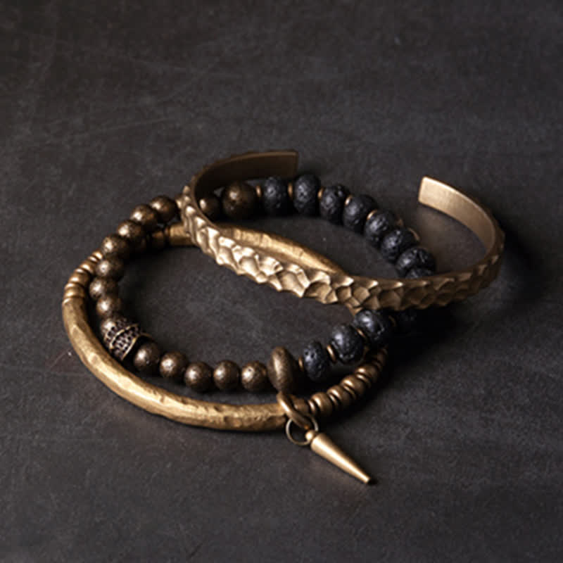 Bracelet Spirituel Équilibre en Pierre de Lave 8 mm & Cuivre
