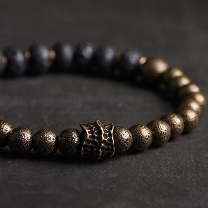 Bracelet Spirituel Équilibre en Pierre de Lave 8 mm & Cuivre
