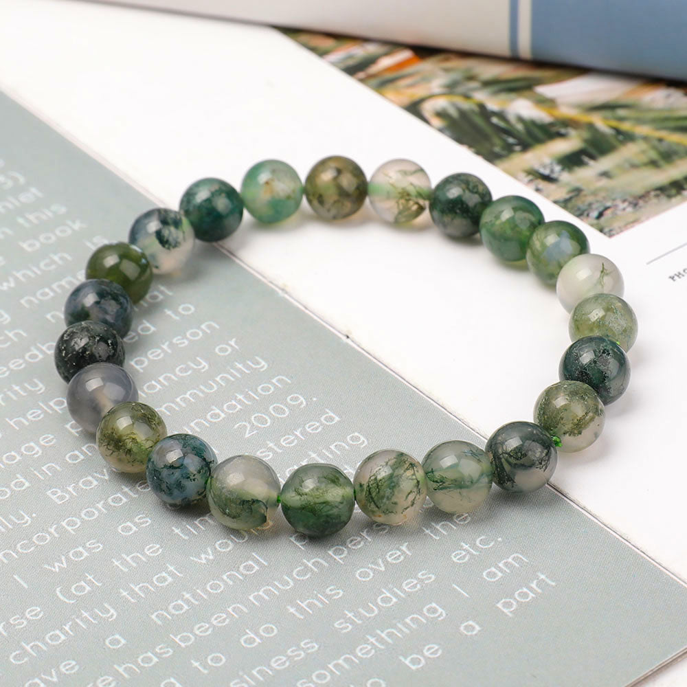 Bracelet en Agate Mousse Naturelle 8 mm