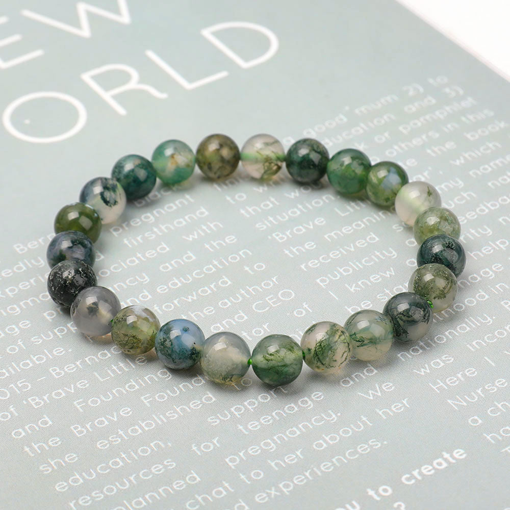 Bracelet en Agate Mousse Naturelle 8 mm