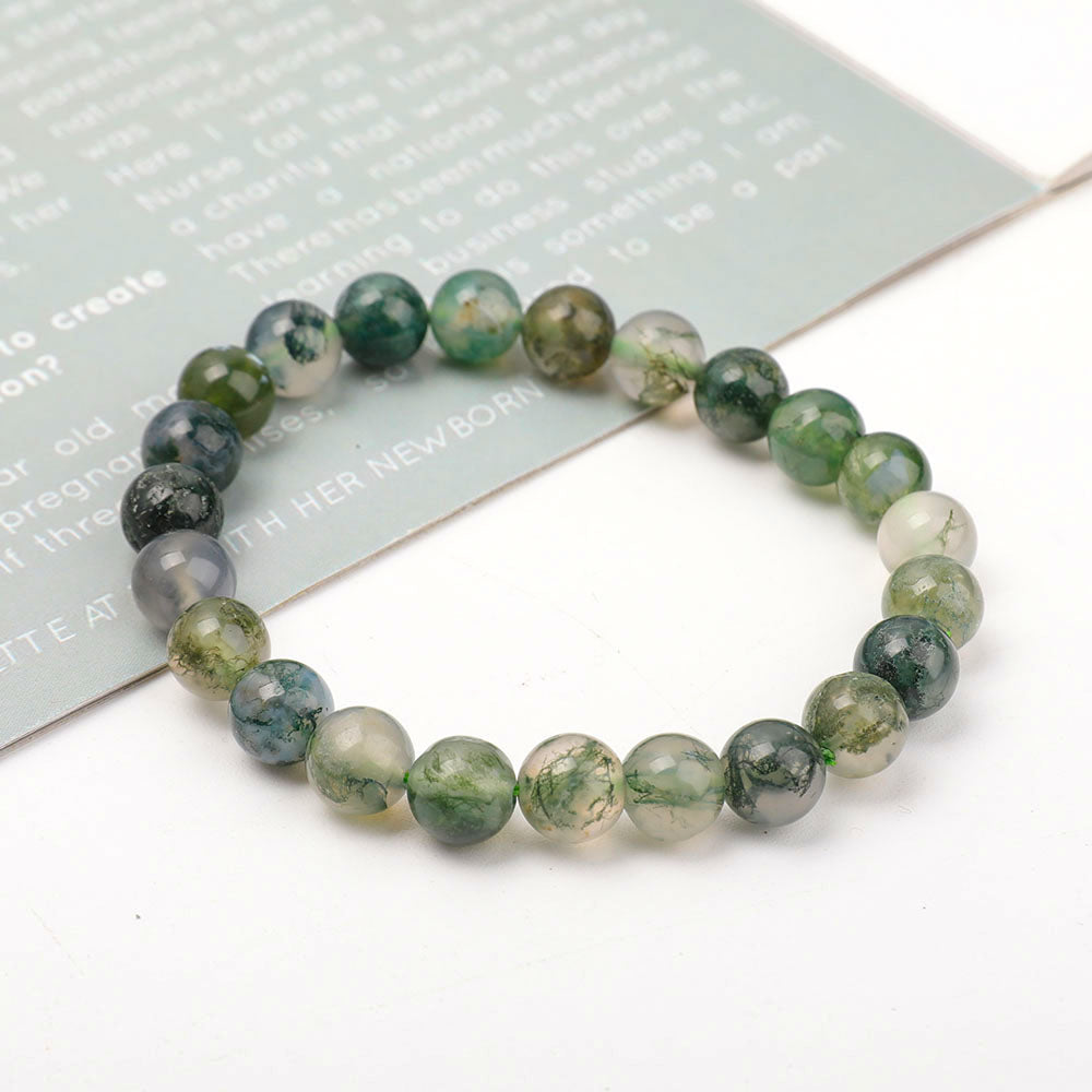 Bracelet en Agate Mousse Naturelle 8 mm