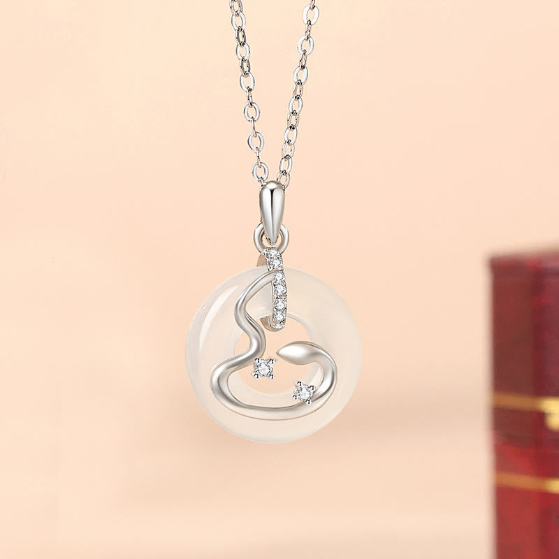 Pendentif Boucle de Paix en Argent 925 & Onyx Noir ou Calcédoine