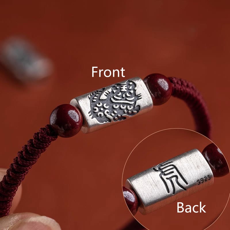 Bracelet de Protection Zodiaque Chinois en Argent Sterling 925 & Fil Rouge (Ajustable)