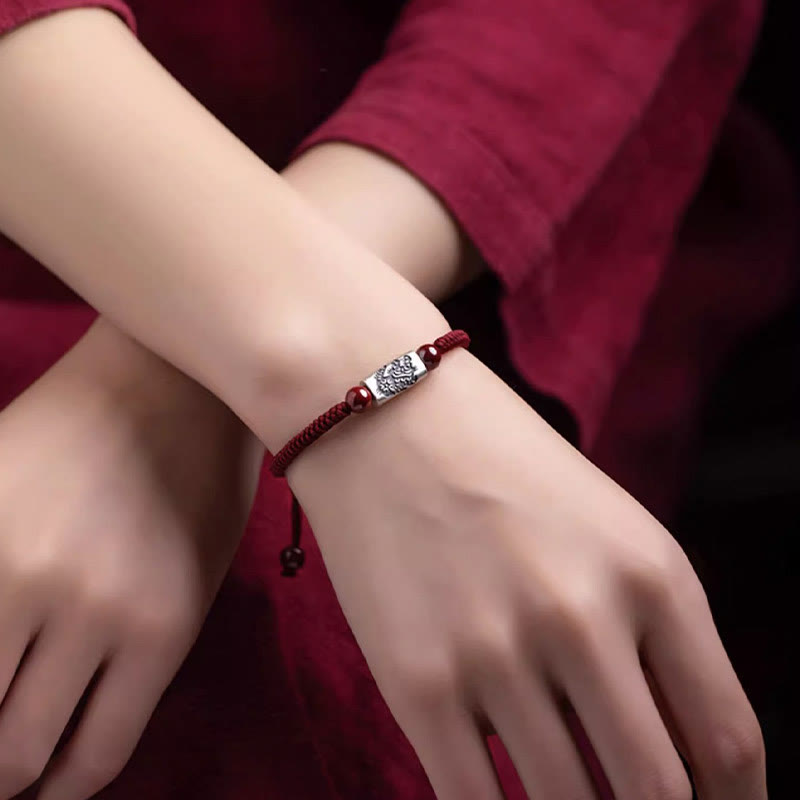 Bracelet de Protection Zodiaque Chinois en Argent Sterling 925 & Fil Rouge (Ajustable)