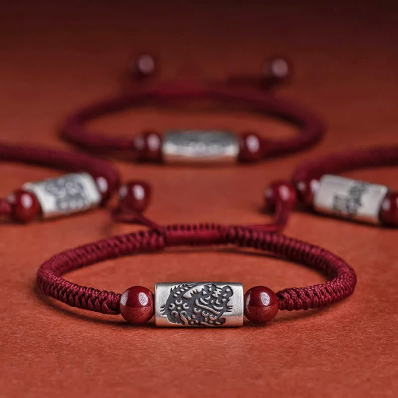 Bracelet de Protection Zodiaque Chinois en Argent Sterling 925 & Fil Rouge (Ajustable)