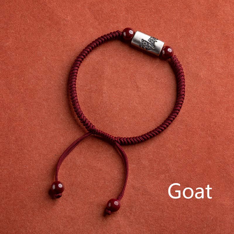 Bracelet de Protection Zodiaque Chinois en Argent Sterling 925 & Fil Rouge (Ajustable)