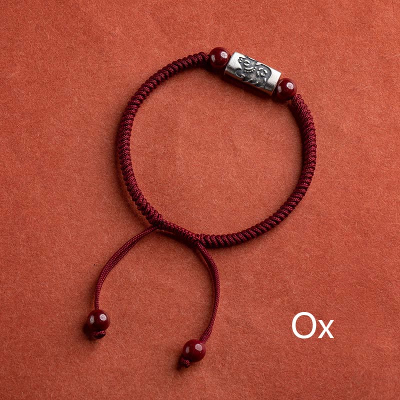 Bracelet de Protection Zodiaque Chinois en Argent Sterling 925 & Fil Rouge (Ajustable)