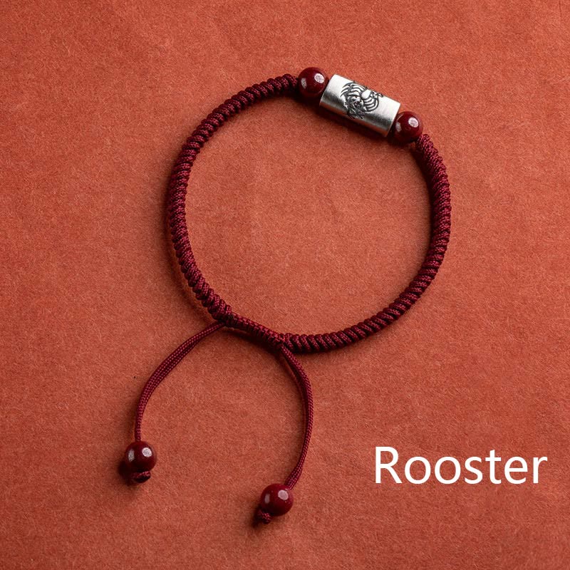 Bracelet de Protection Zodiaque Chinois en Argent Sterling 925 & Fil Rouge (Ajustable)