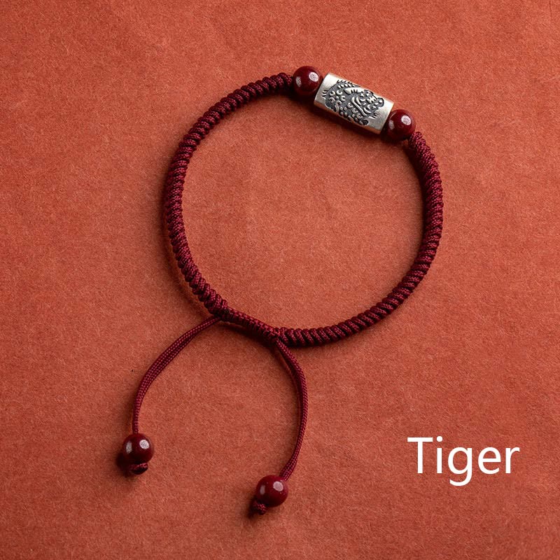 Bracelet de Protection Zodiaque Chinois en Argent Sterling 925 & Fil Rouge (Ajustable)