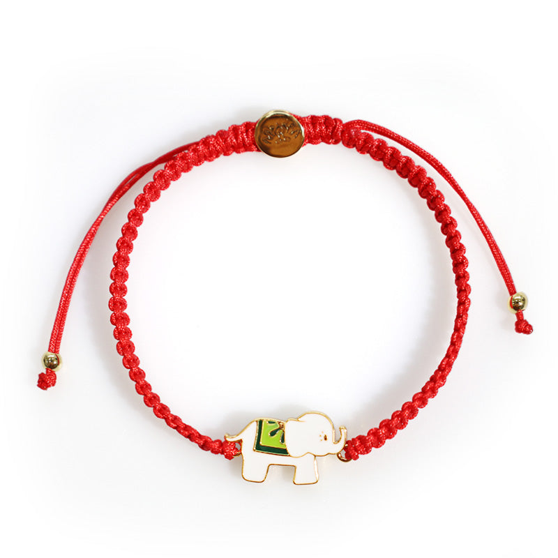 Bracelet Éléphant Argent 925 Cordon Rouge Traditionnel