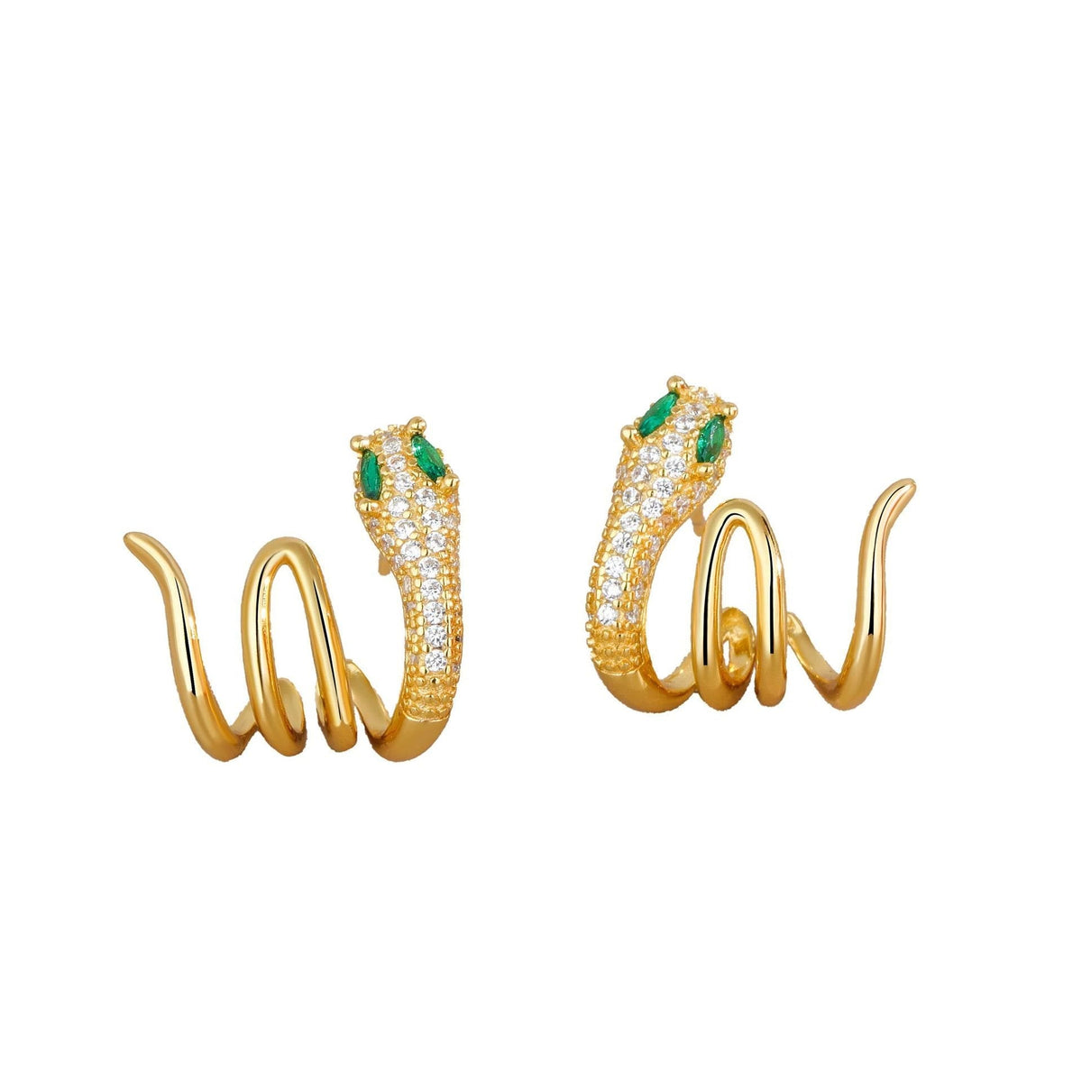 Boucles d’Oreilles Serpent du Zodiaque Chinois aux Yeux Verts en Argent 925