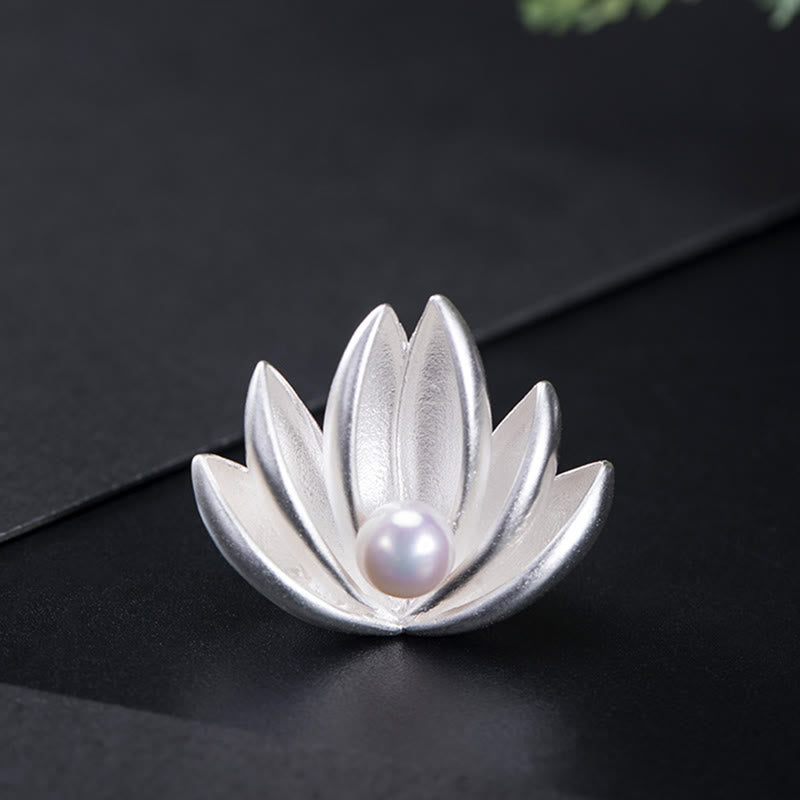 Broche Lotus & Perle Argent 925 – Renaissance & Élégance