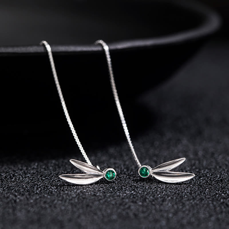 Boucles d’Oreilles Pendantes Bambou & Perles en Argent 925