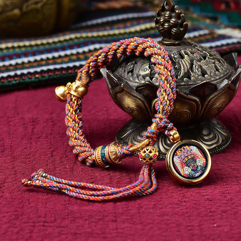 Bracelet de Prière Tibétain Thangka en Fil Rouge, Protection & Chance