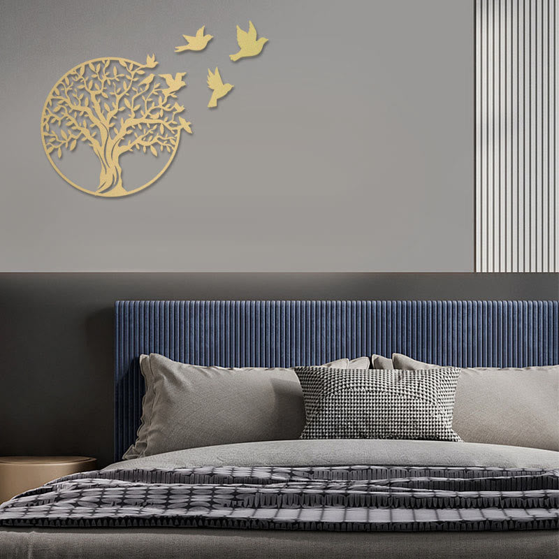 Pierre Arbre de vie Oiseaux Signe Cadeau de pendaison de crémaillère Art mural de l'unité